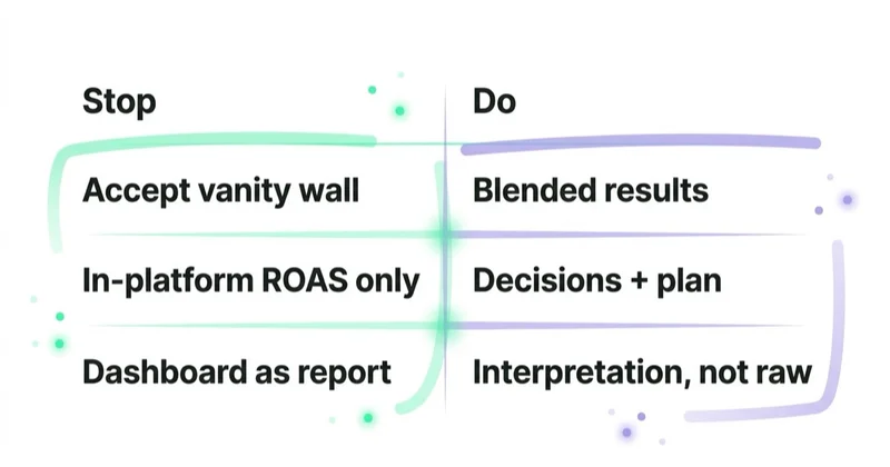 Diagram: agency-reporting do's and don'ts.
